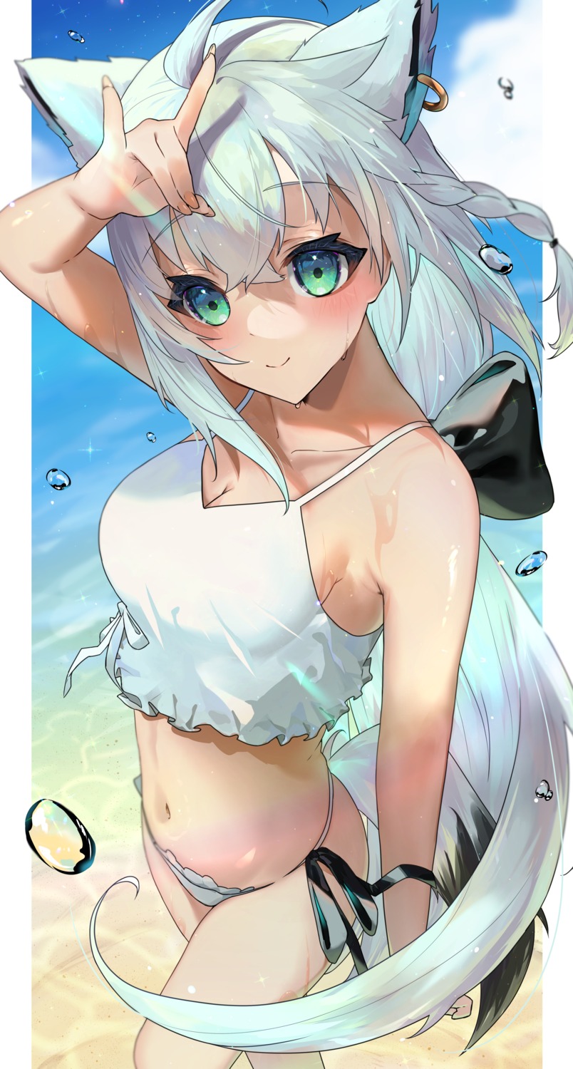 animal_ears, bikini, cadorunrun, hololive, hololive_gamers, kitsune, shirakami_fubuki, swimsuits