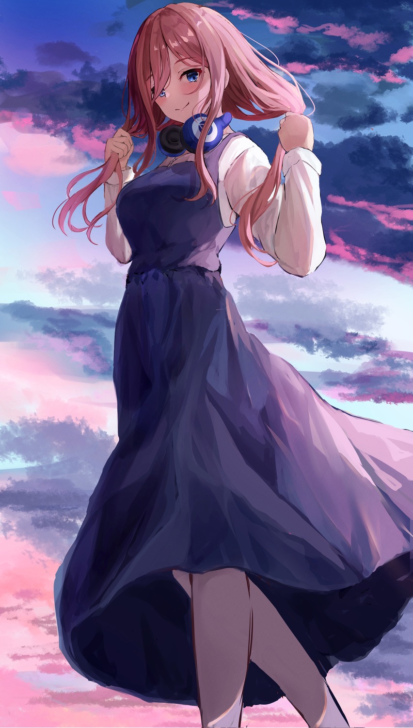 5-toubun_no_hanayome, dress, headphones, nakano_miku, raikun_raikun
