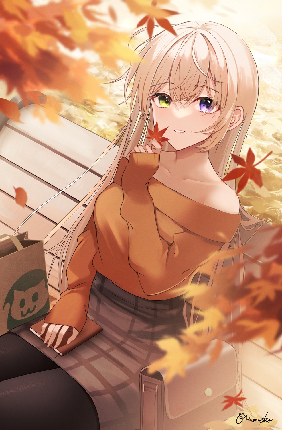 amaneko_(amaneko_y), heterochromia, no_bra, pantyhose, sweater