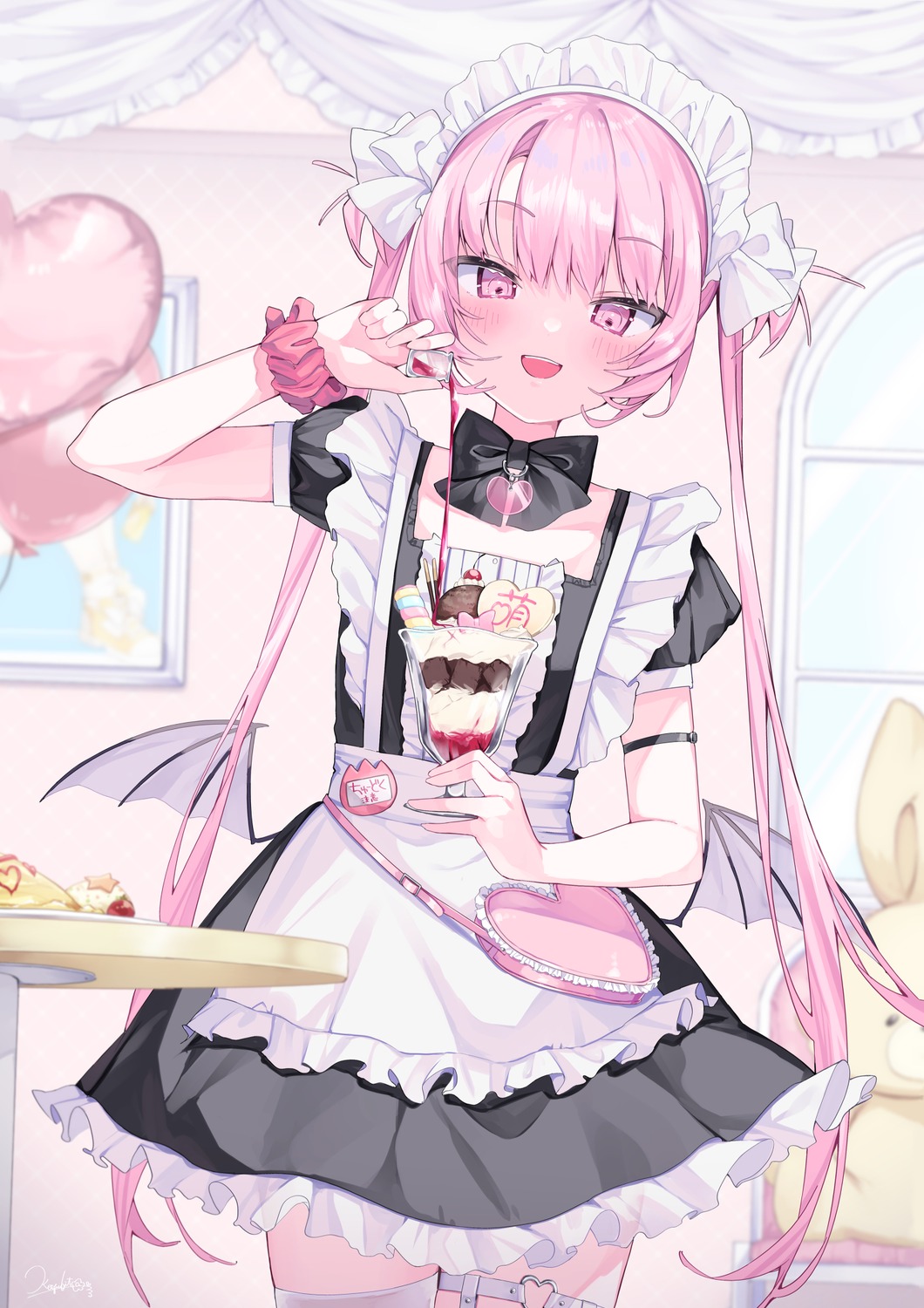 garter, koyubita_beru, maid, thighhighs, wings