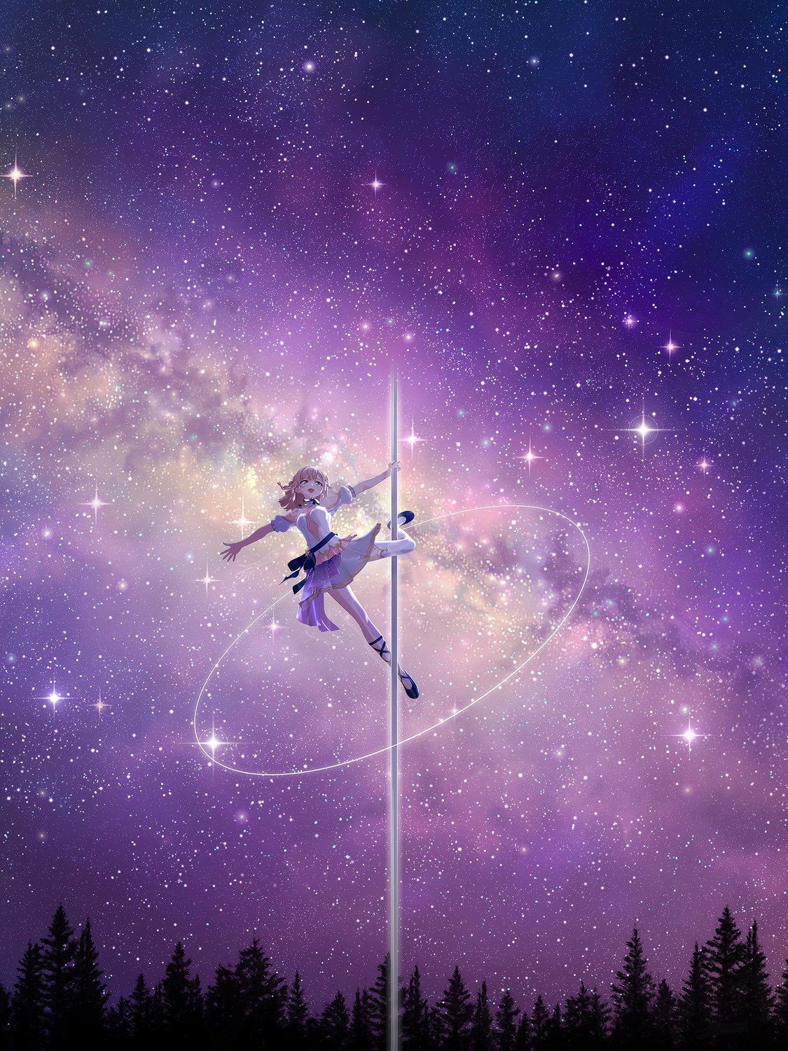 hoshikita_hinano, landscape, no_bra, pole_princess!!, skirt_lift, tagme, thighhighs, uniform