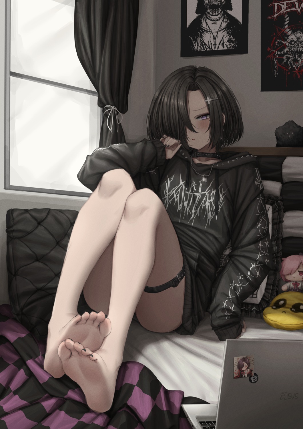 chibi, feet, garter, lobsteranian, pantsu, skirt_lift
