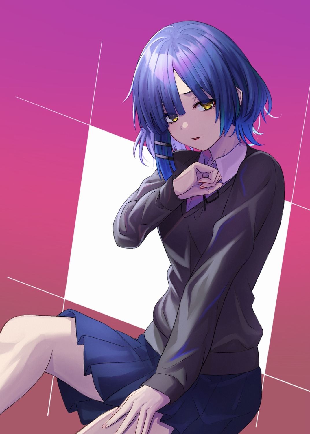 bocchi_the_rock!, dande_cat, seifuku, sweater, yamada_ryou
