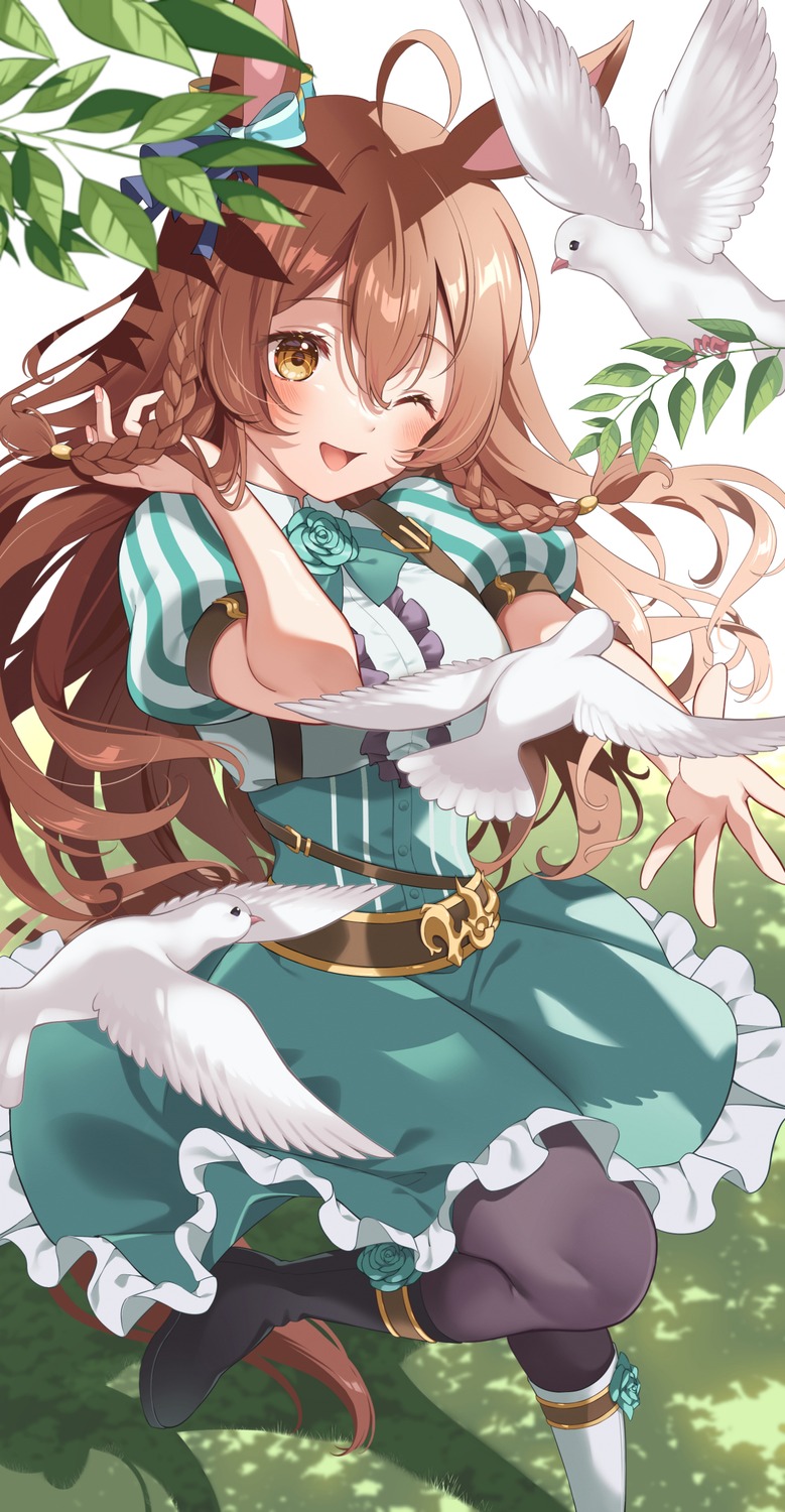 animal_ears, mejiro_bright_(umamusume), noberu, pantyhose, tail, uma_musume_pretty_derby, uniform