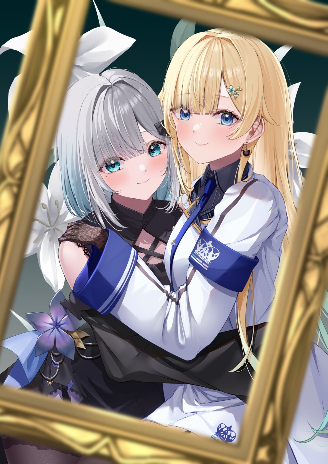 aizawa_ema, dress, horo_27, kaga_sumire, lupinus_virtual_games, uniform, vspo!, yuri