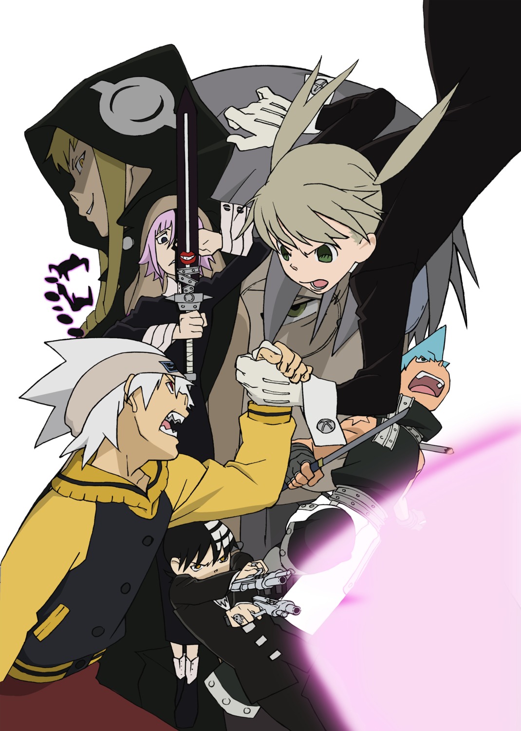 black_star, death_the_kid, dr_franken_stein, maka_albarn, makenshi_chrona, medusa_gorgon, soul_eater, soul_eater_(character)