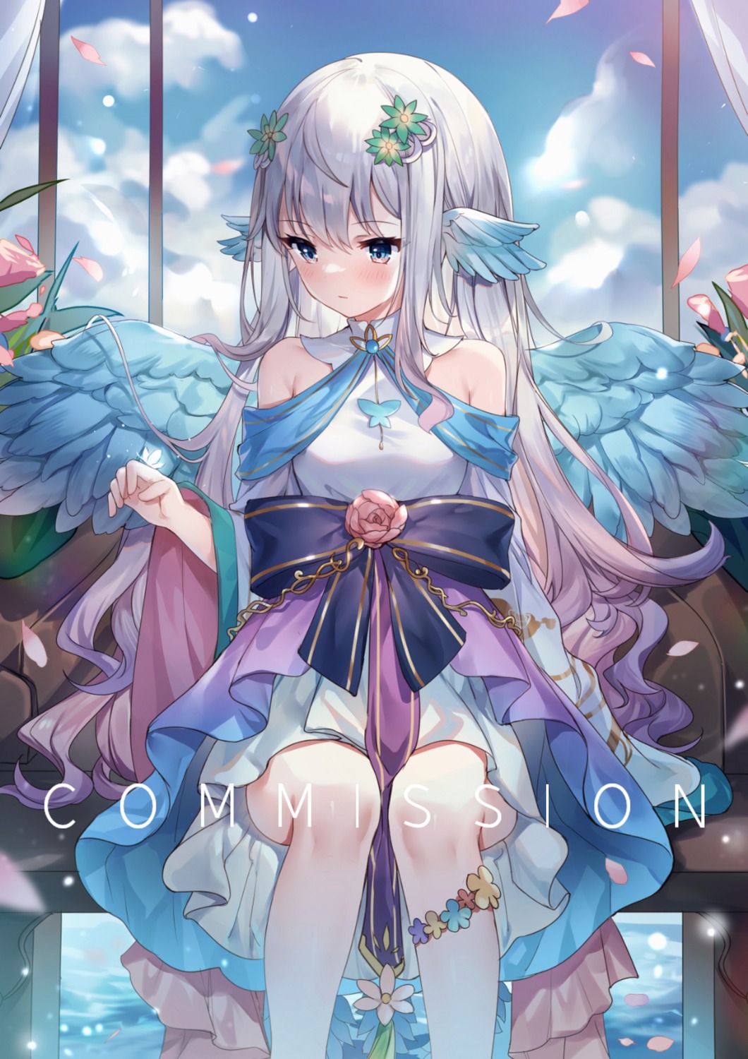 dress, garter, guzangnanfeng, wings