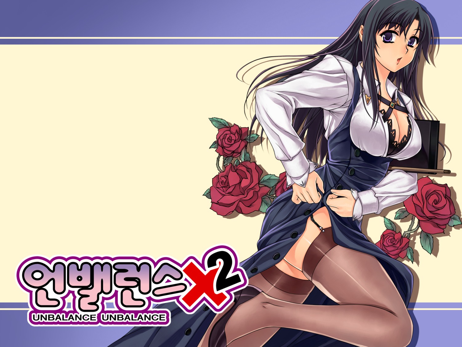cleavage, garter_belt, lee_soo-hyon, nah_hae-young, stockings, thighhighs, unbalance_x_unbalance, wallpaper