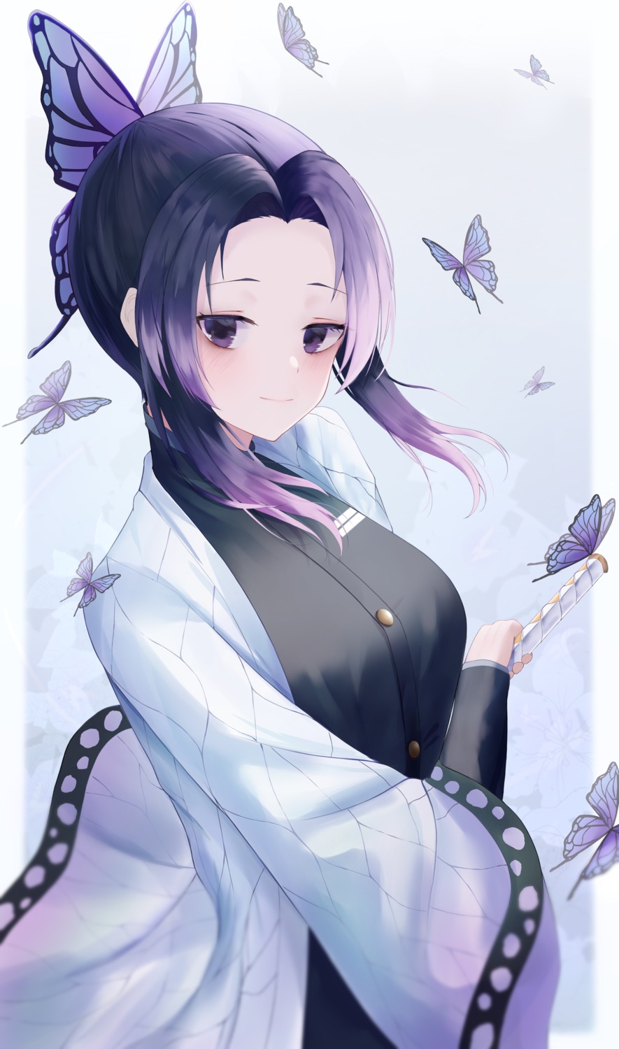doham, japanese_clothes, kimetsu_no_yaiba, kochou_shinobu, sword, uniform