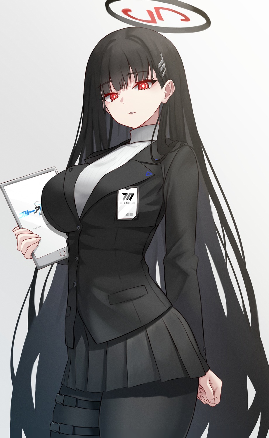 blue_archive, garter, halo, kano_(wi3028), pantyhose, sweater, tsukatsuki_rio, uniform