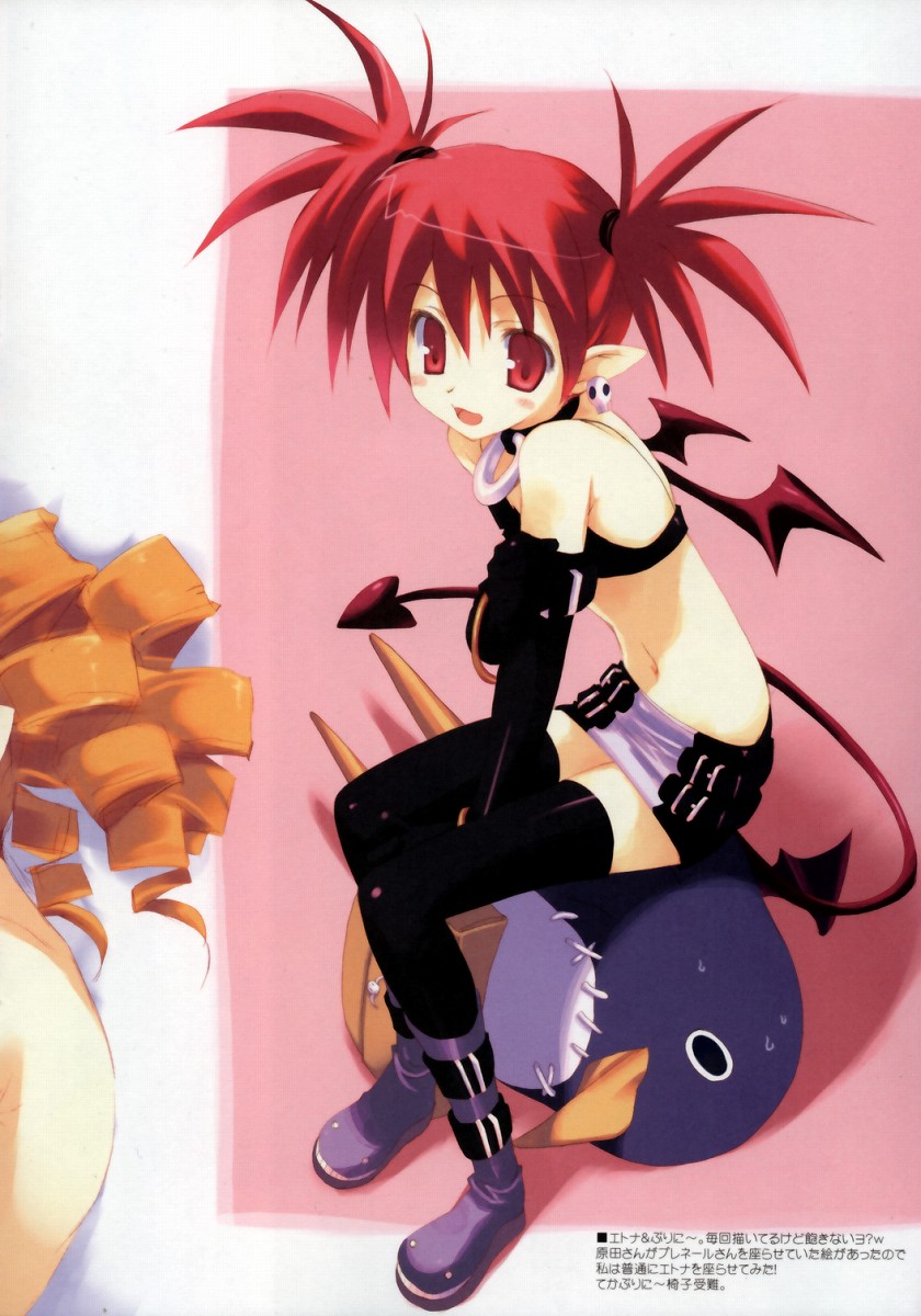 cut_a_dash!!, disgaea, etna, mitsumi_misato, paper_texture, pointy_ears, prinny, tail