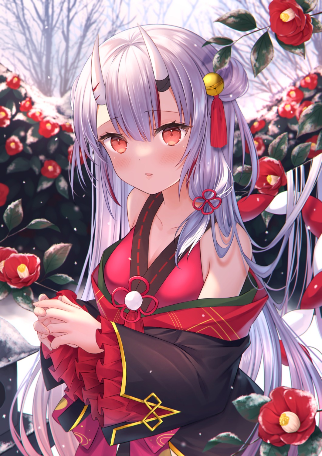 haruyama_natsuwo, hololive, horns, japanese_clothes, nakiri_ayame