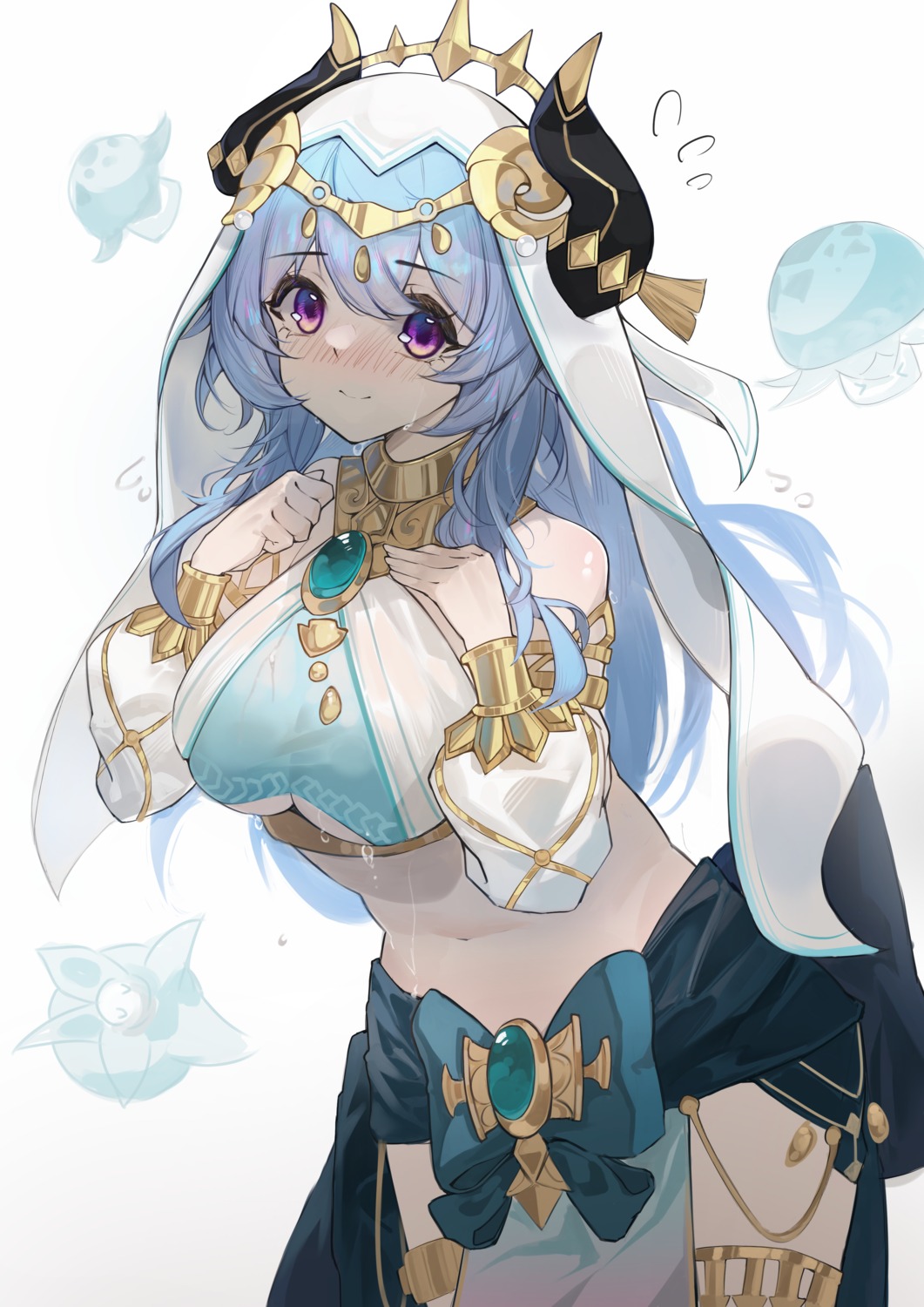 cosplay, ganyu, garter, genshin_impact, horns, nilou, no_bra, yamasede_neiko