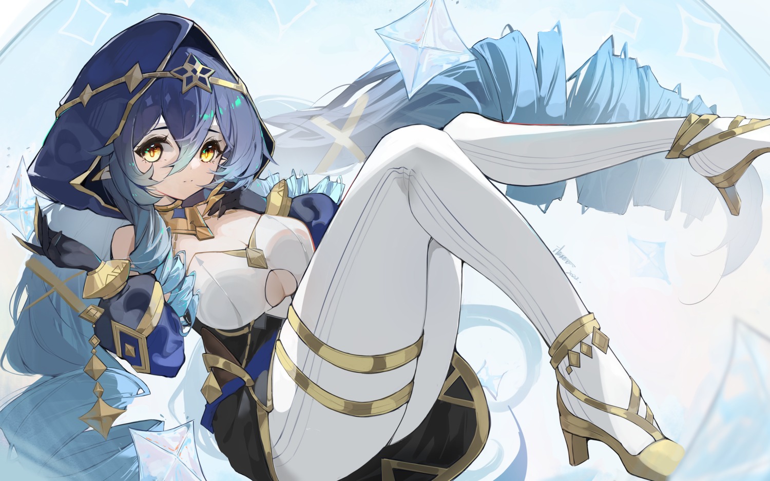 garter, genshin_impact, heels, layla_(genshin_impact), pointy_ears, yamasede_neiko