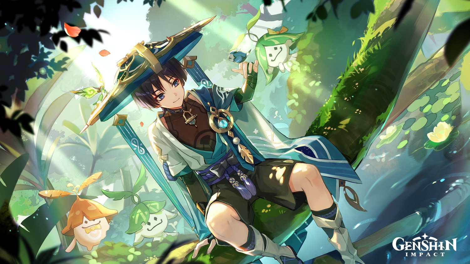 aranara_(genshin_impact), genshin_impact, male, scaramouche, tagme, wallpaper