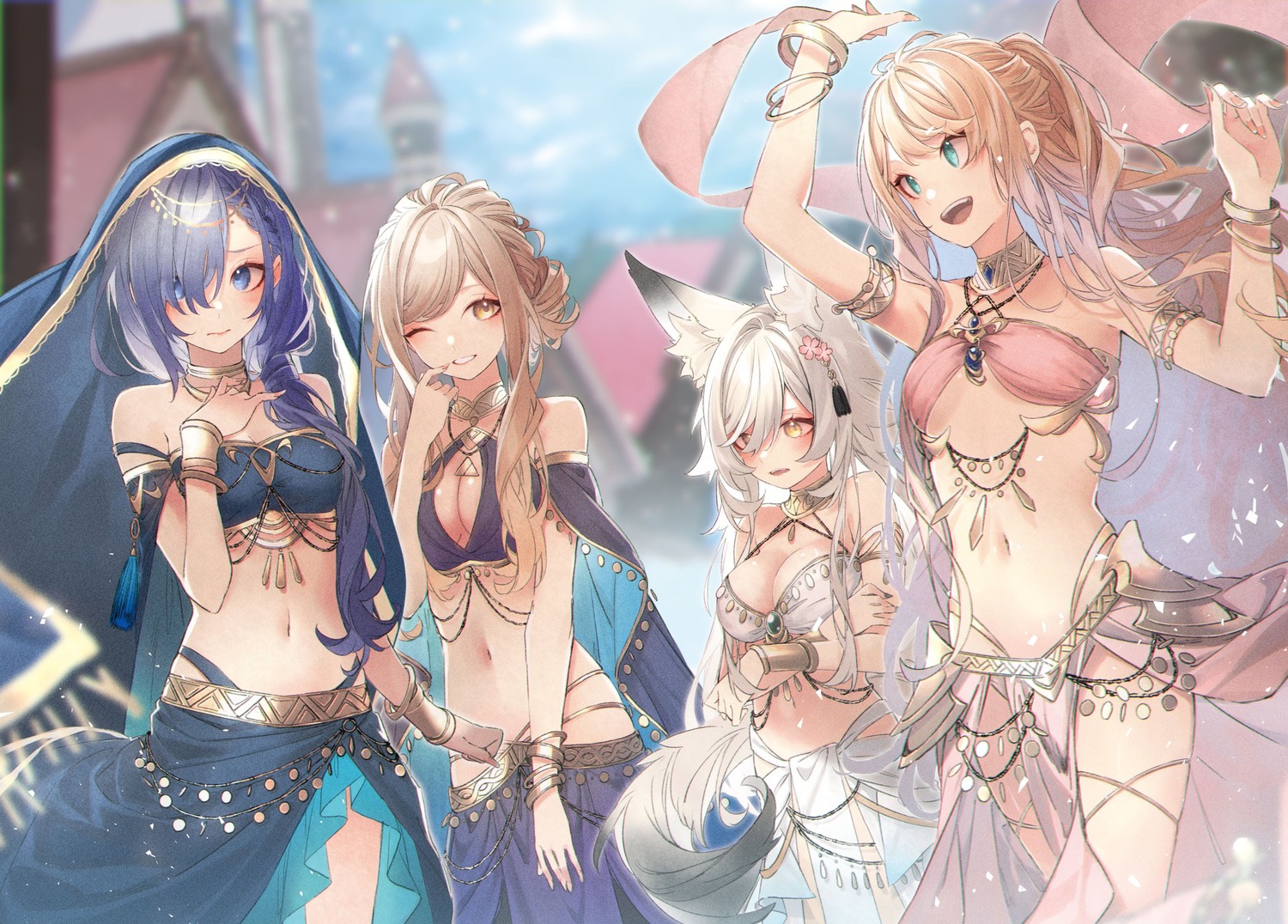 animal_ears, garter, isekai_de_cheat_skill_wo_te_ni_shita_ore_wa_genjitsu_sekai_wo_mo_musou_suru, kuwashima_rein, laila_du_regal, lexia_von_alceria, luna_(iseleve), no_bra, tail, tito_(iseleve)