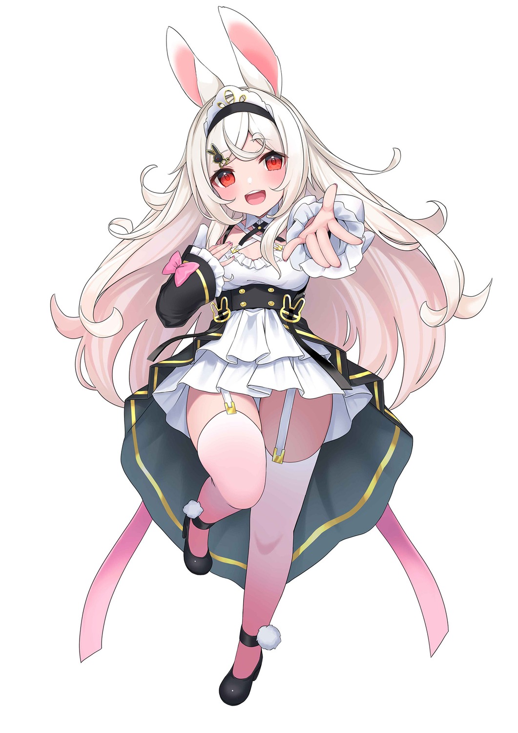 animal_ears, bunny_ears, dress, hashiko_nowoto, hayashi_pyonpyoko, heels, stockings, tama_project, thighhighs
