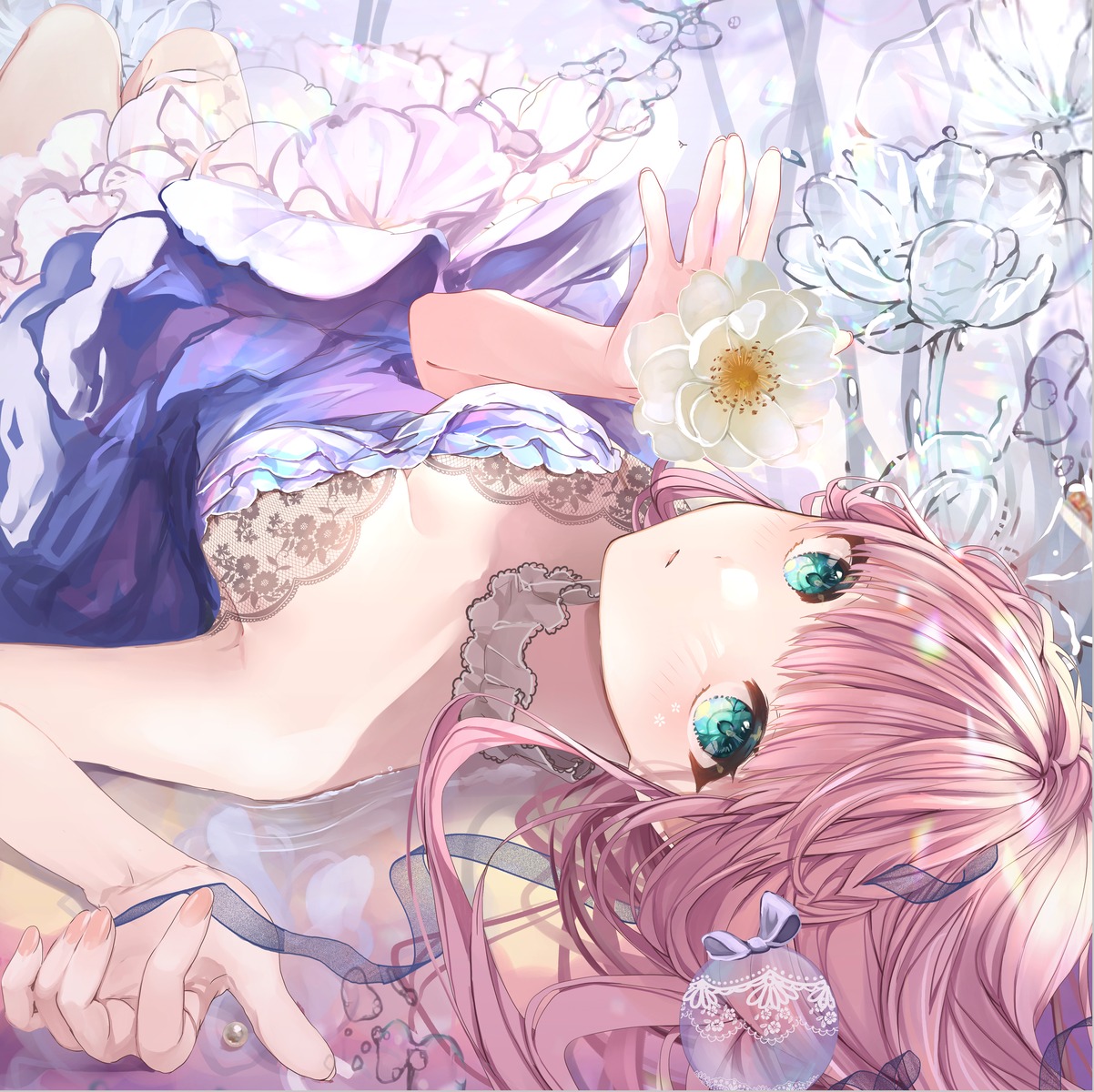 dress, fishnets, no_bra, puracotte, see_through