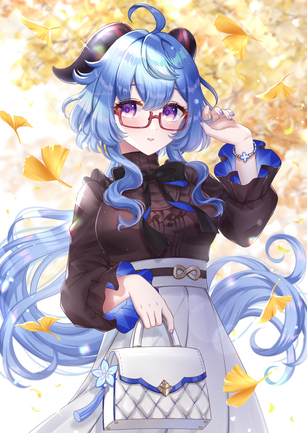 ganyu, genshin_impact, horns, megane, tateko25wiz