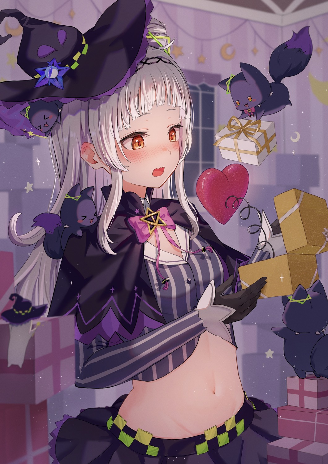 halloween, hololive, mei_am0, murasaki_shion, neko, witch