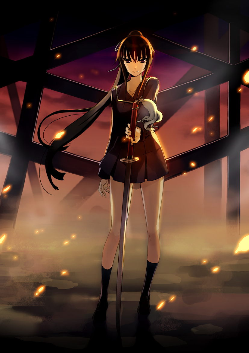 ga-rei, ga-rei_zero, isayama_yomi, leona48, seifuku, sword