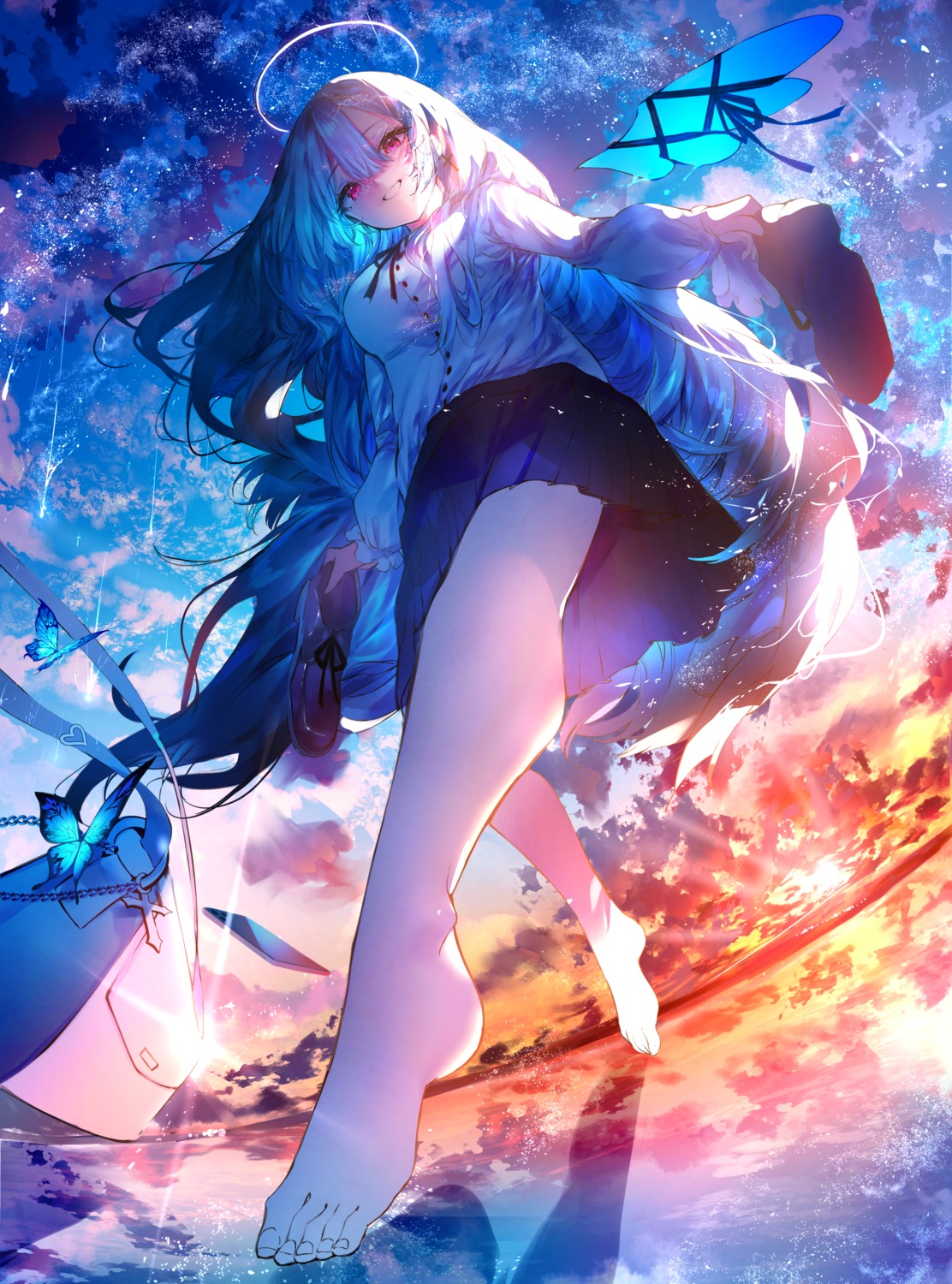 angel, feet, seifuku, w_(w64851564), wings