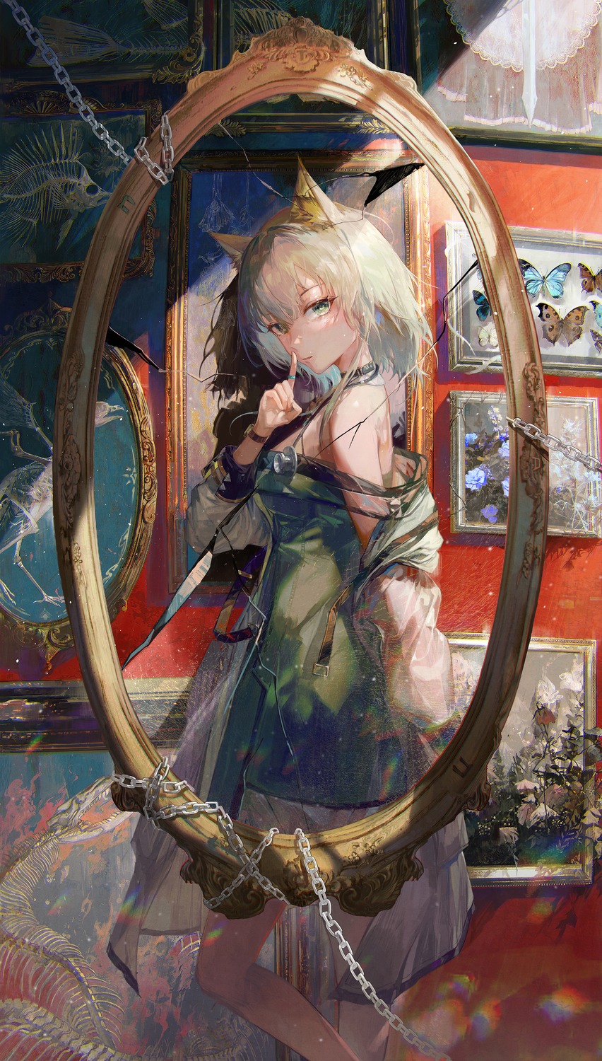animal_ears, arknights, daylightallure, dress, kal'tsit_(arknights), see_through