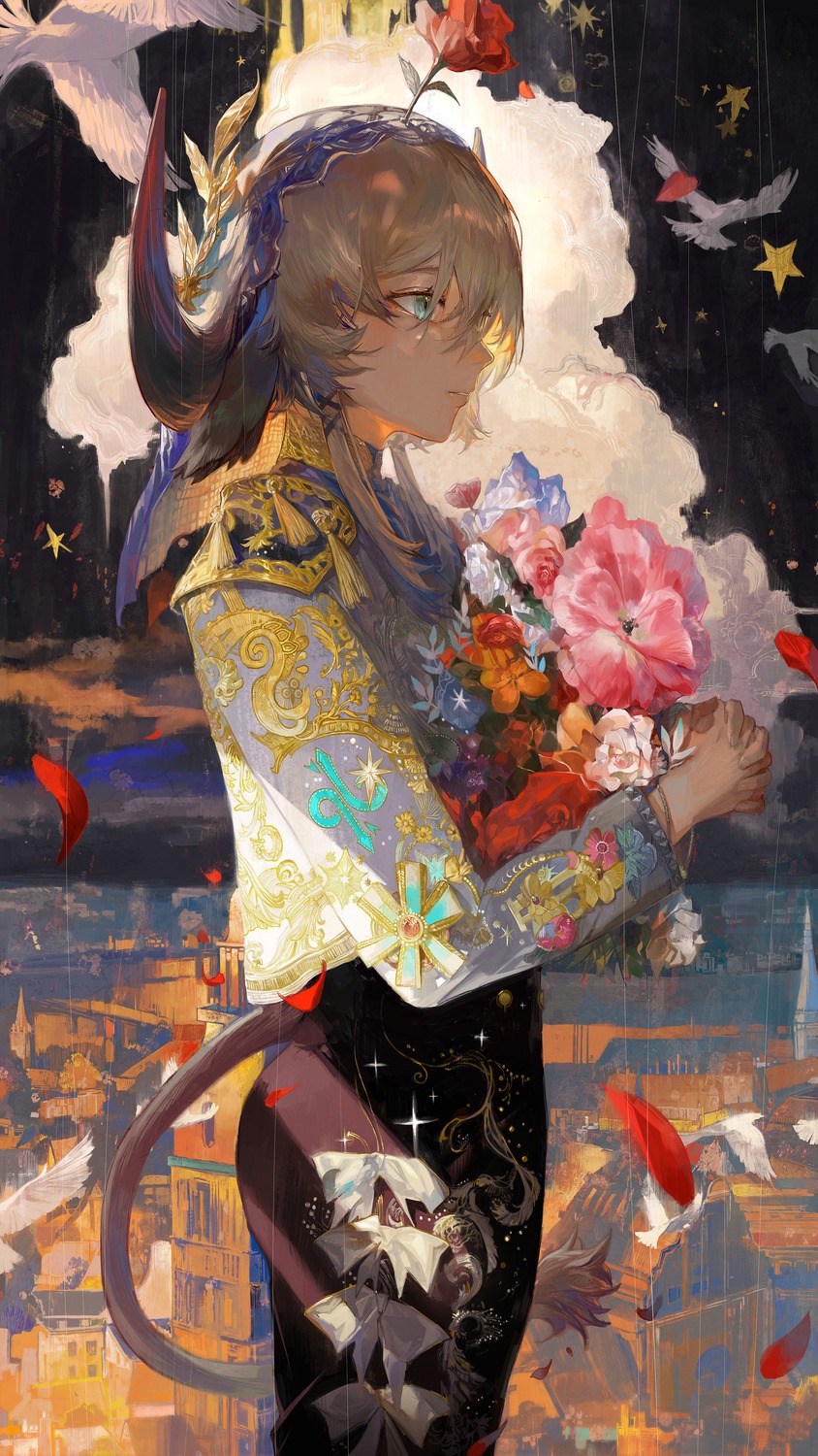 arknights, daylightallure, horns, pallas_(arknights), tail