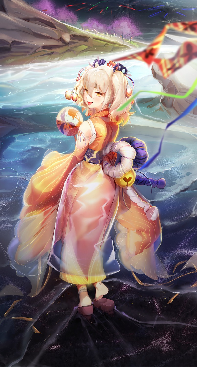 bandages, cheosnuni, genshin_impact, see_through, tattoo, yoimiya, yukata