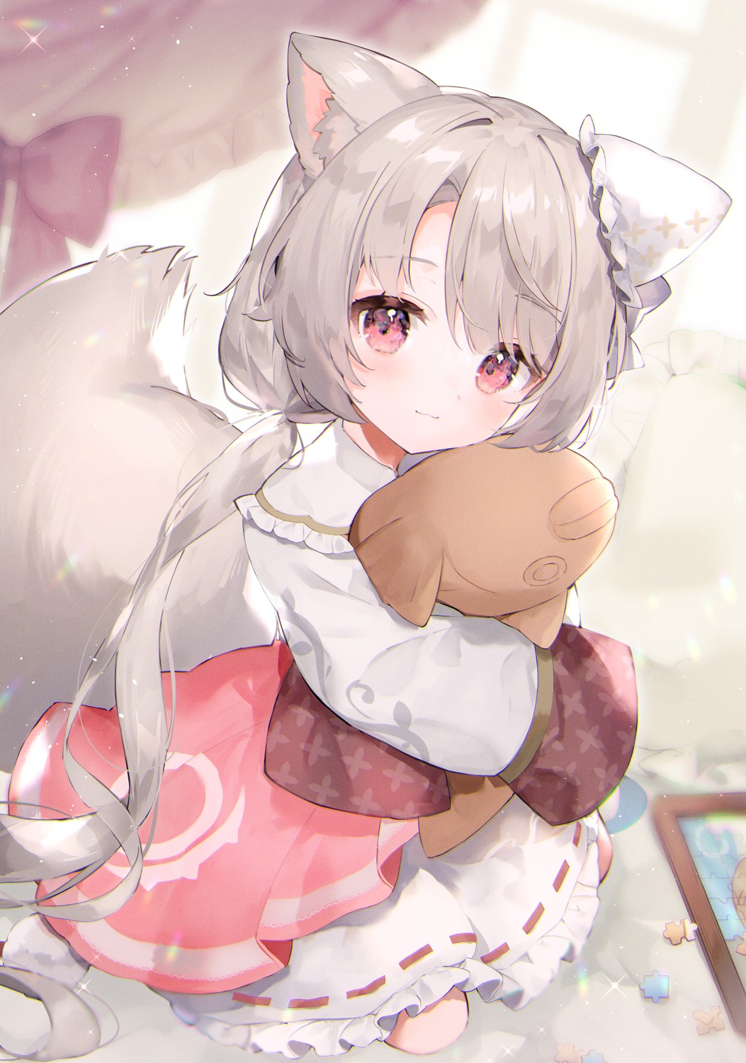 animal_ears, tail, toufu_mentaru_zabuton