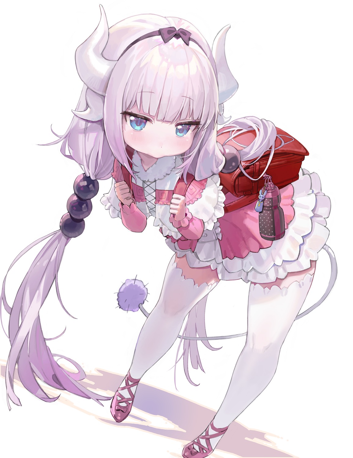 dress, freng, horns, kanna_kamui, kobayashi-san_chi_no_maidragon, tail, thighhighs