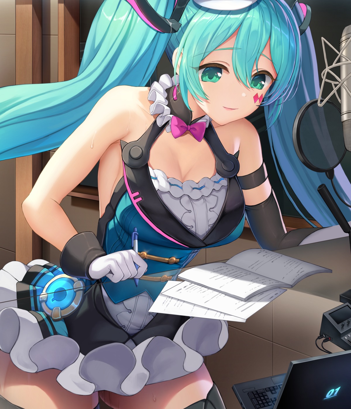 cleavage, hatsune_miku, magical_mirai, no_bra, sayika, tattoo, thighhighs, vocaloid