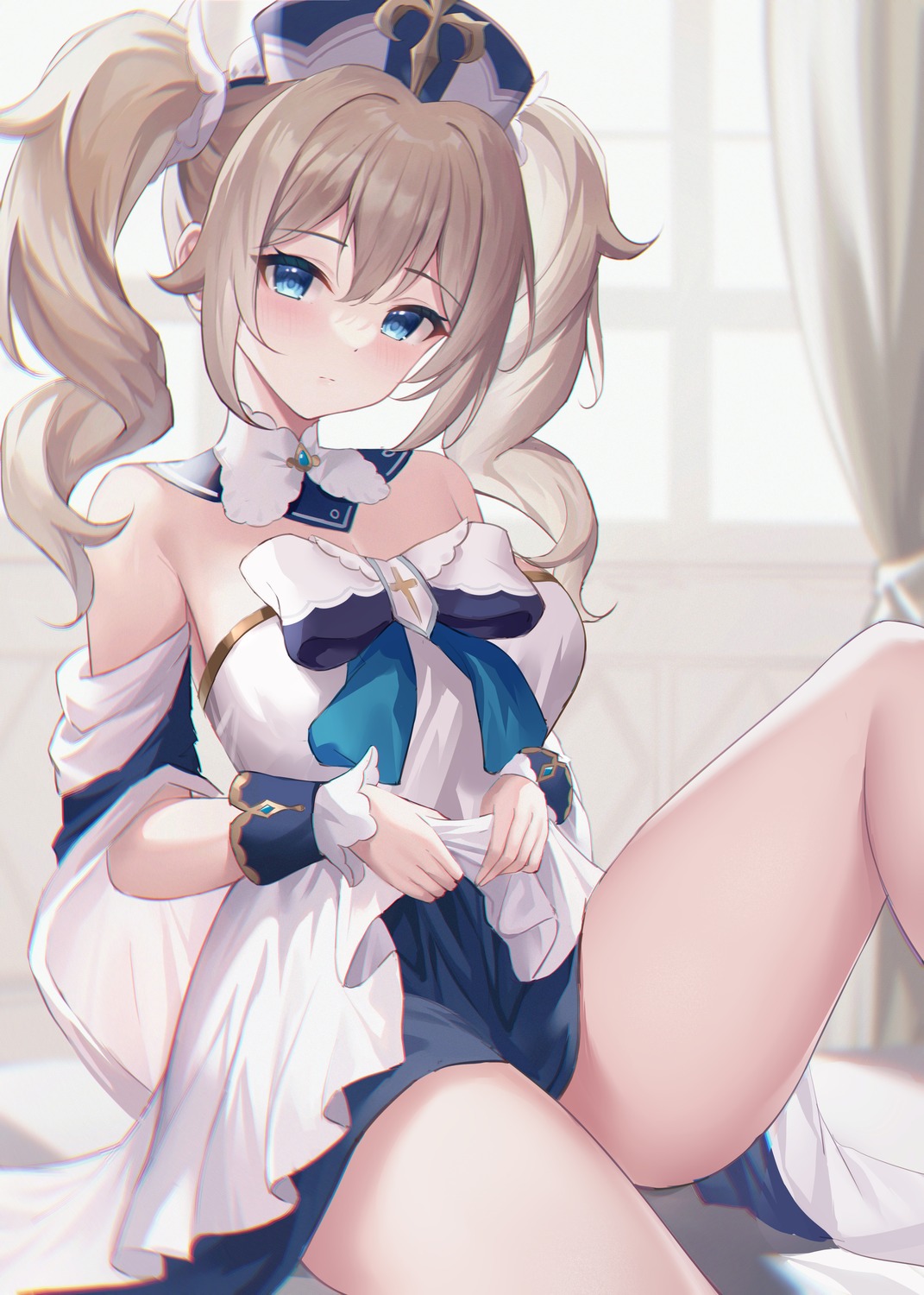 barbara_(genshin_impact), dress, eric_(tianqijiang), genshin_impact, skirt_lift