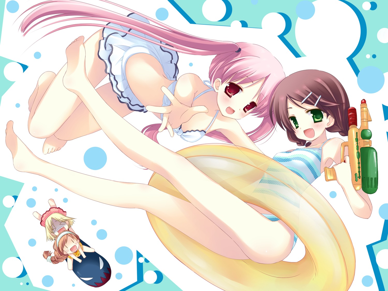 cuffs, garden, himemiya_ruri, hoshino_erika, natsume_eri, rindou_mana, suzumura_azami, swimsuits