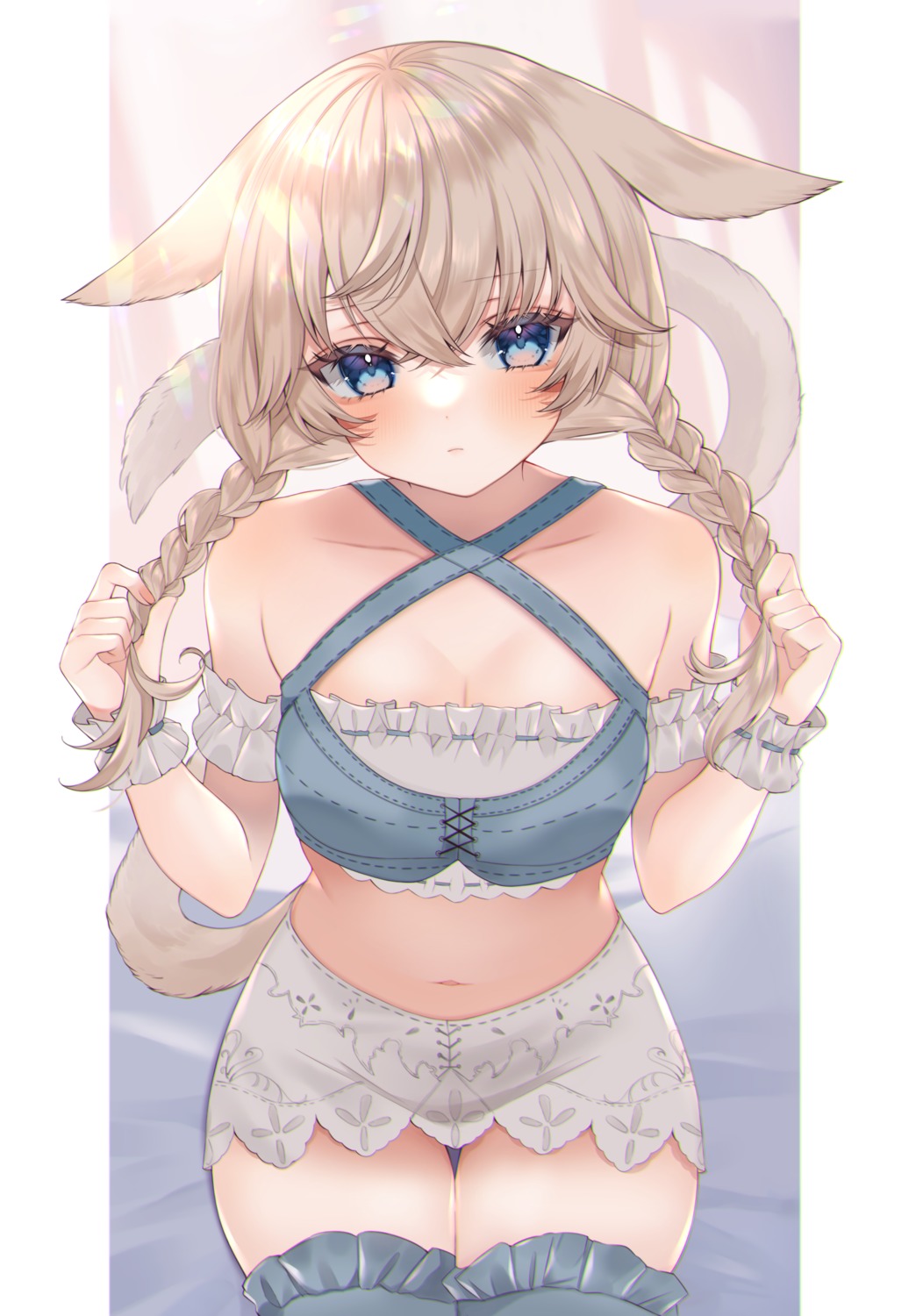 animal_ears, chitose_(chi_candy), final_fantasy, final_fantasy_xiv, garter, miqo'te, nekomimi, tail