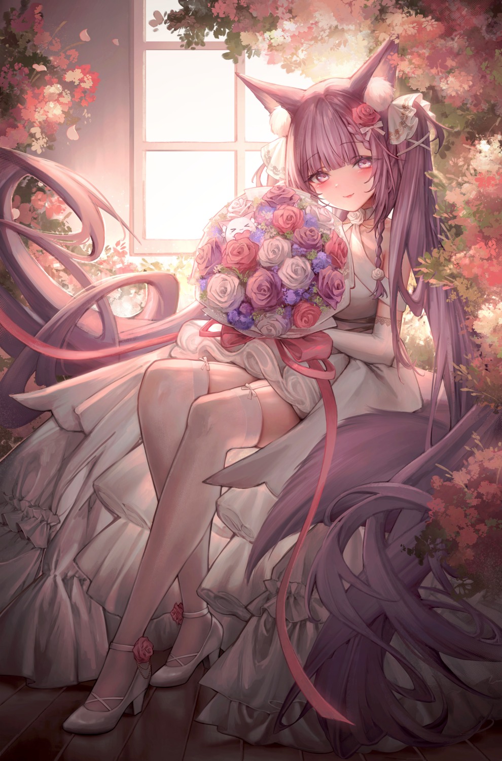 animal_ears, dress, guild_cq, heels, indie_virtual_youtuber, kitsune, millet_(milletneko), quon_tama