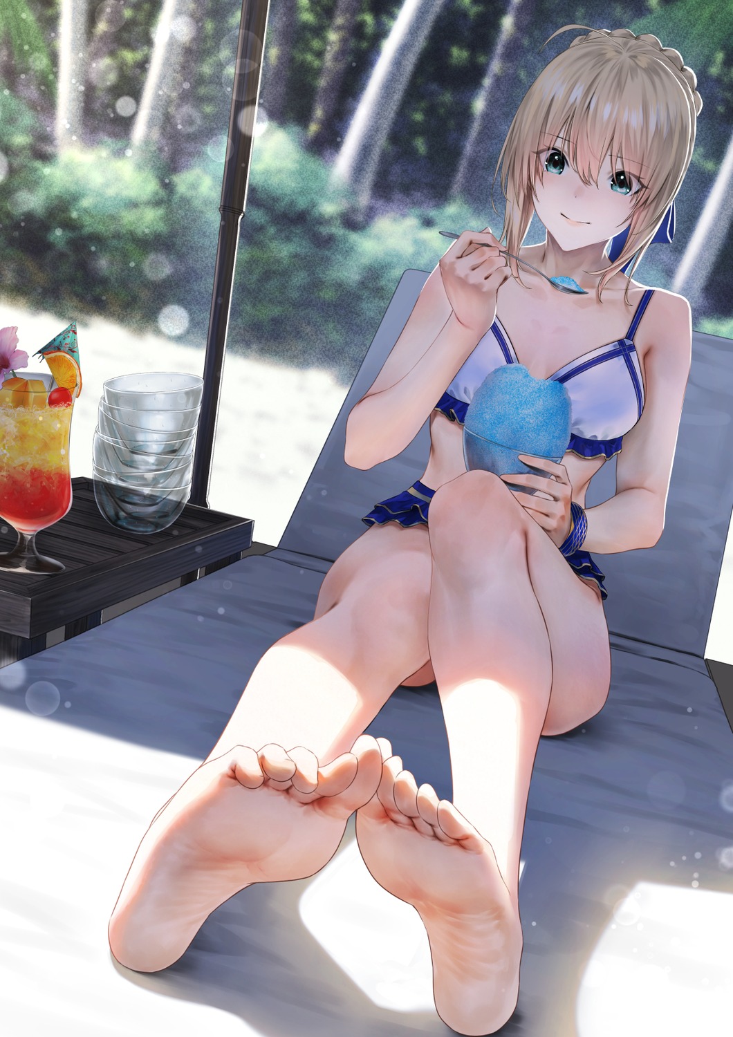 artoria_pendragon_(fate), bikini, fate/stay_night, feet, mugetsu, swimsuits