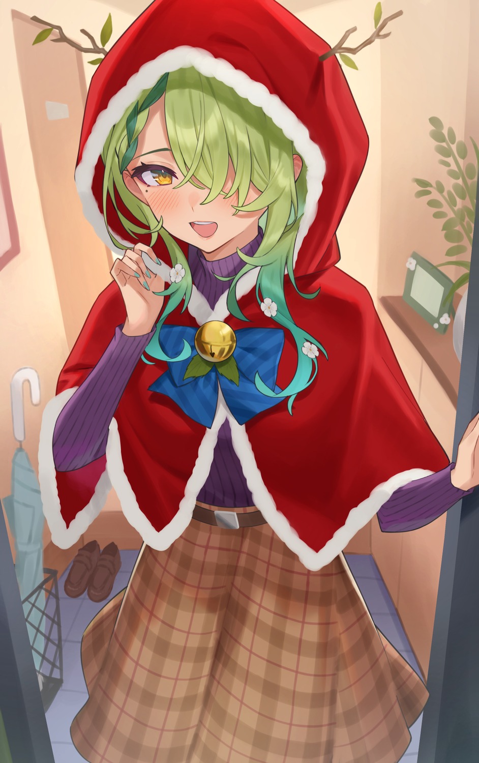 ceres_fauna, christmas, gukurosawa01, hololive, hololive_english, horns, sweater