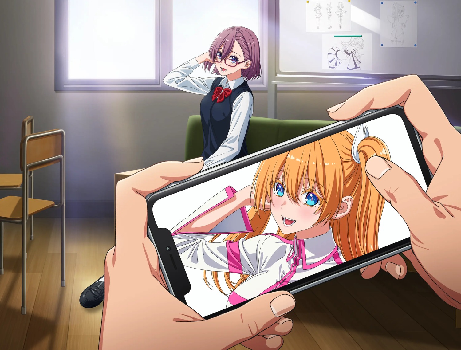 2.5-jigen_no_ririsa, amano_ririsa, megane, seifuku, sweater, tagme, uniform