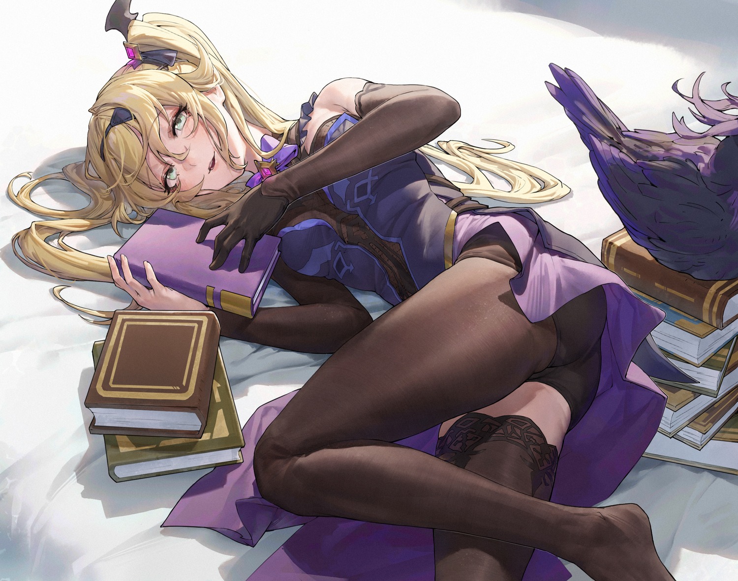 fischl, fishnets, genshin_impact, han_keshi_chao_mang_de, thighhighs