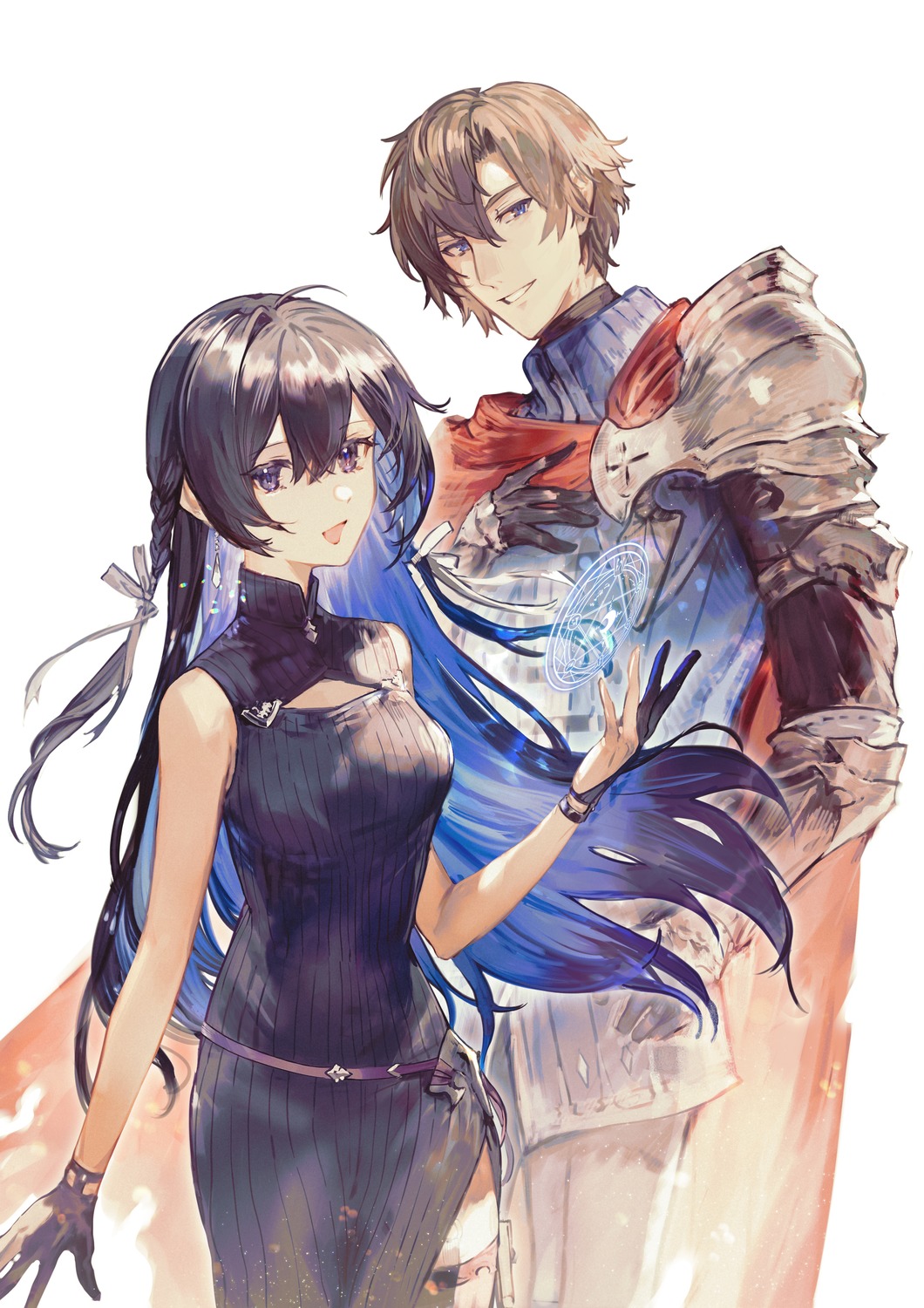 armor, chibi_(shimon), dress, oscar_lyeth_increatos_loz_farsas, sweater, tinasha_(unnamed_memory), unnamed_memory