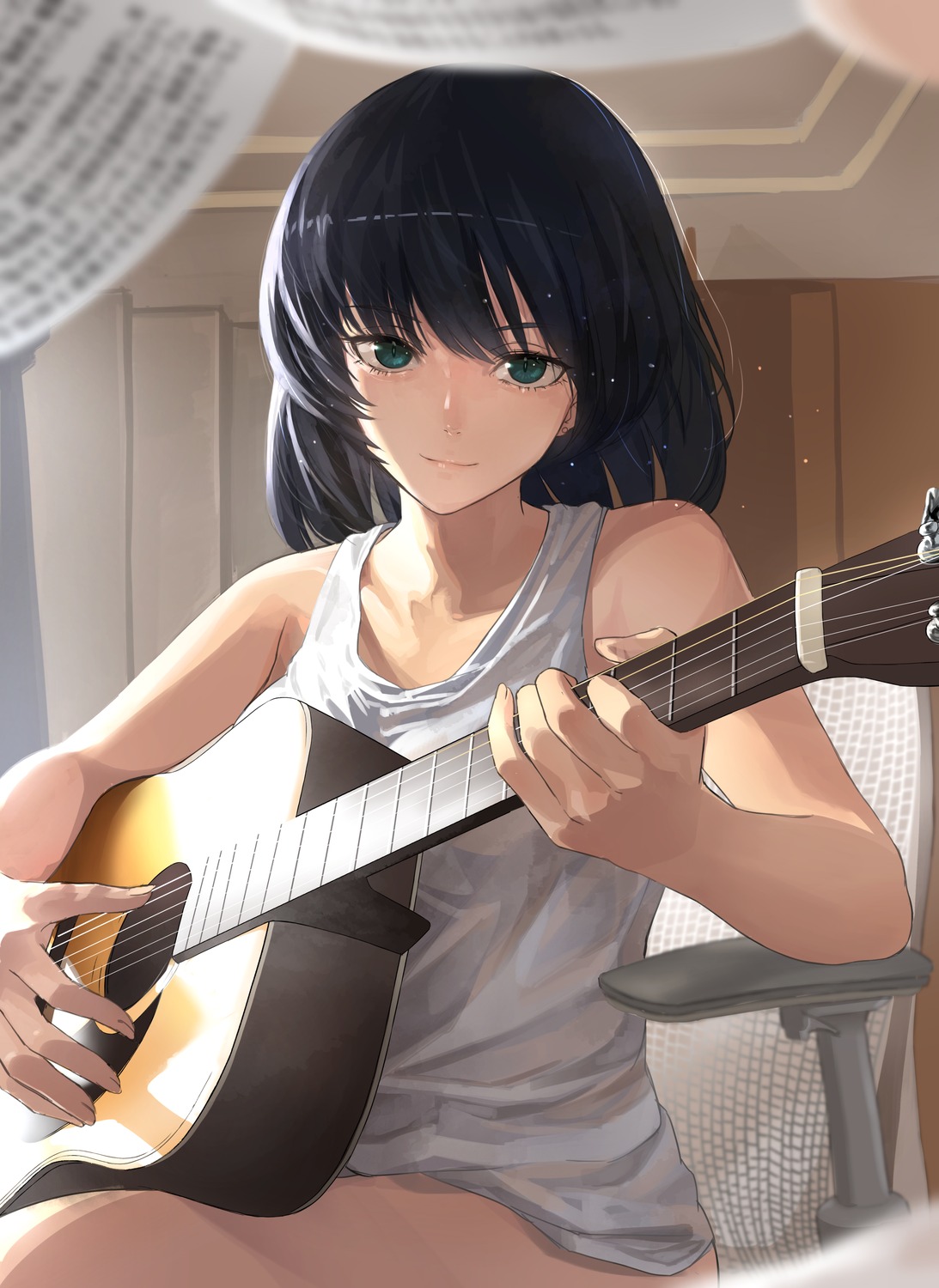 girls_und_panzer, guitar, hoshino_(girls_und_panzer), oshiri_seijin