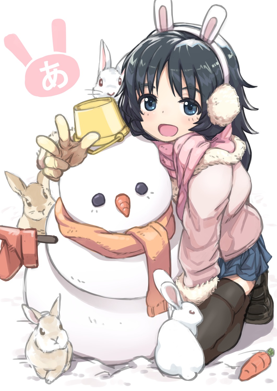 animal_ears, bunny_ears, girls_und_panzer, oshiri_seijin, sketch, thighhighs, yamagou_ayumi