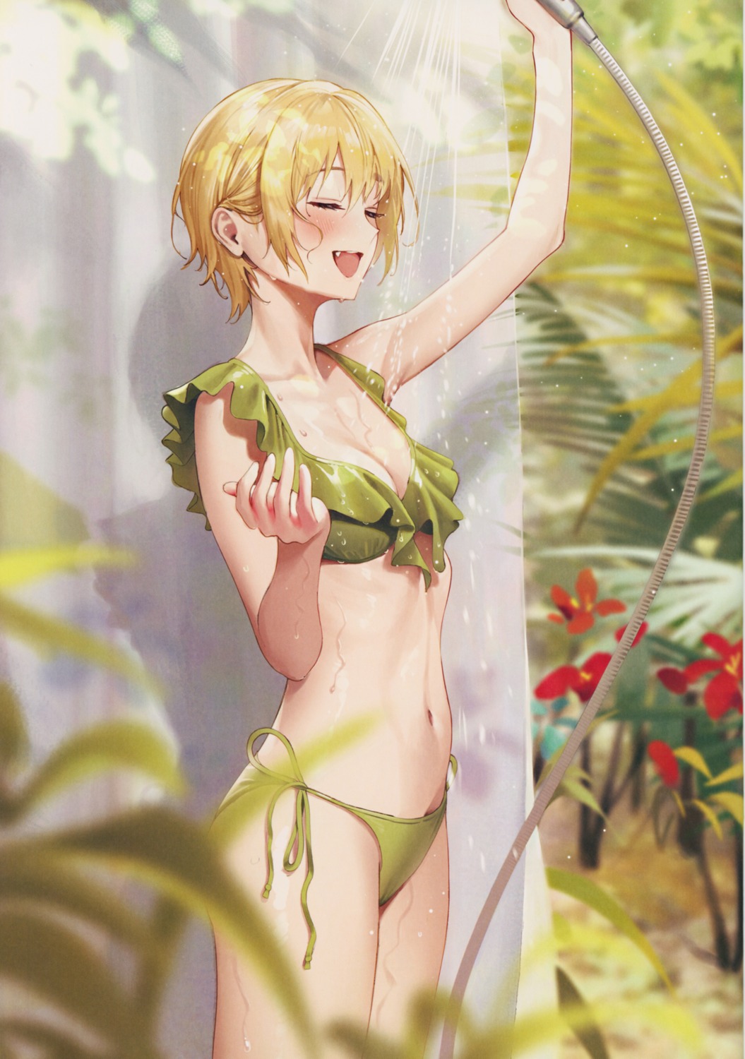 ameyame, bathing, bikini, cleavage, saijou_juri, swimsuits, the_idolm@ster, the_idolm@ster_shiny_colors, wet