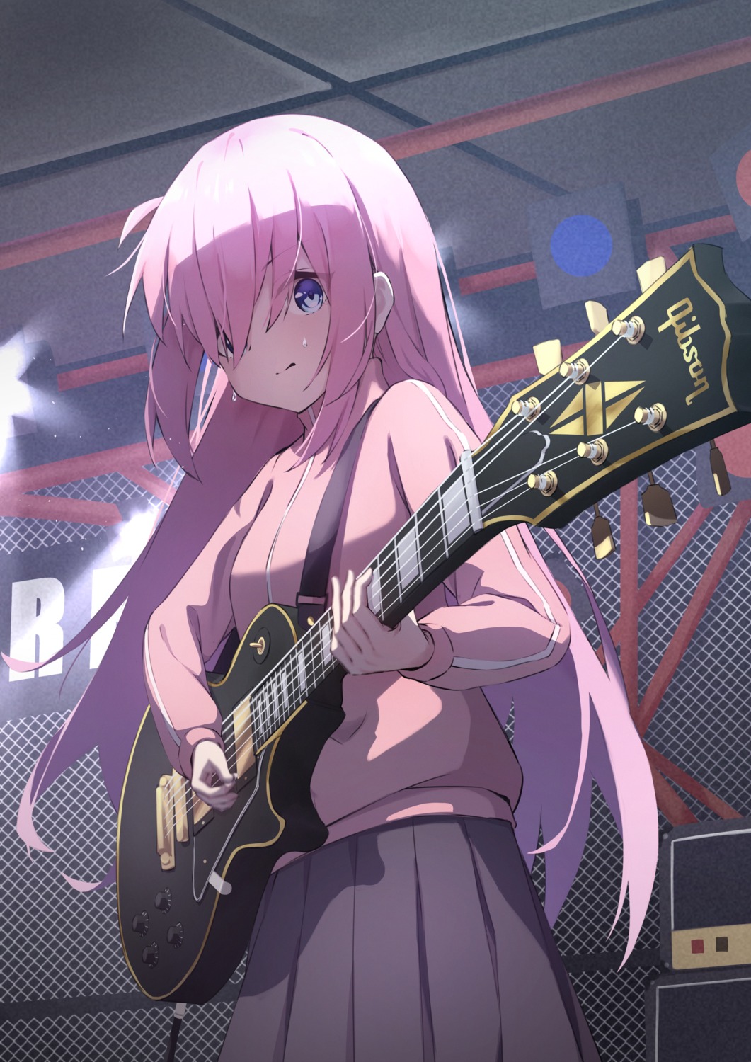 bocchi_the_rock!, gotou_hitori, guitar, gym_uniform, seifuku, taitan