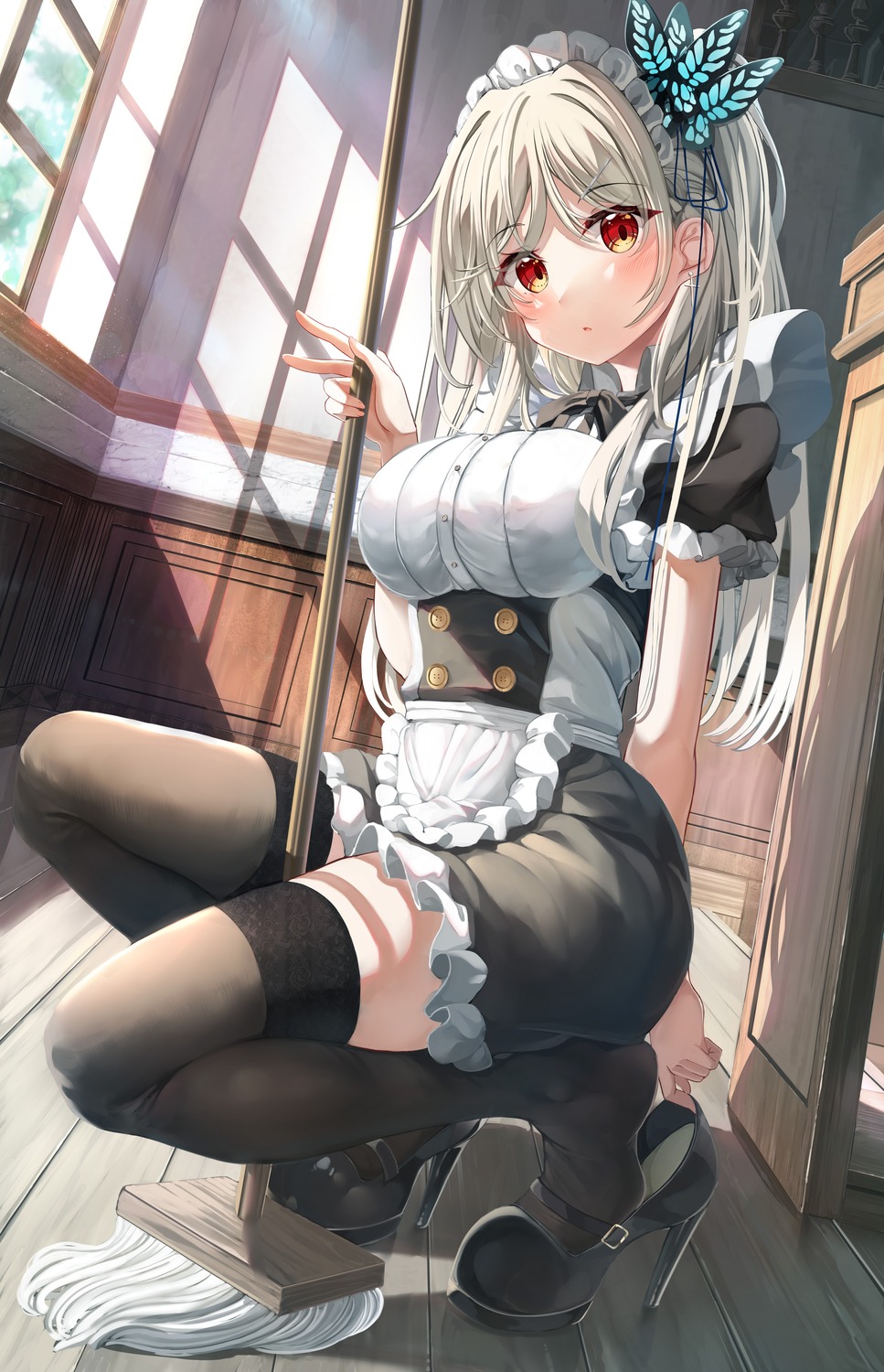heels, hiiragi_ringo, maid, thighhighs