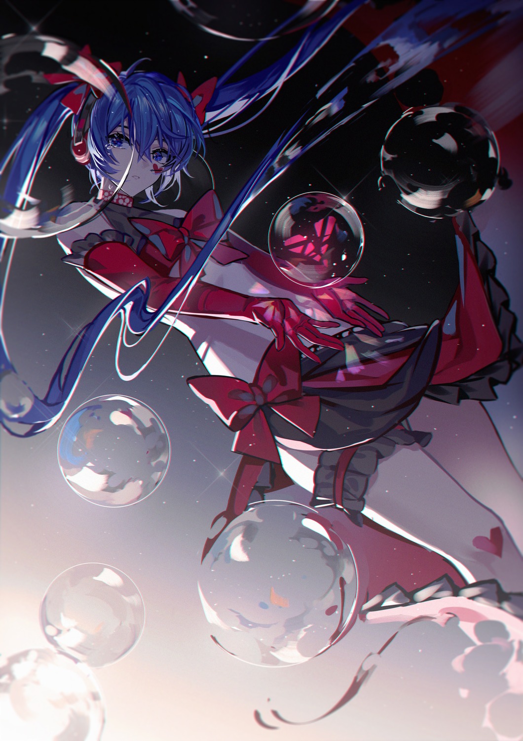 garter, hatsune_miku, headphones, kazenemuri, tattoo, vocaloid