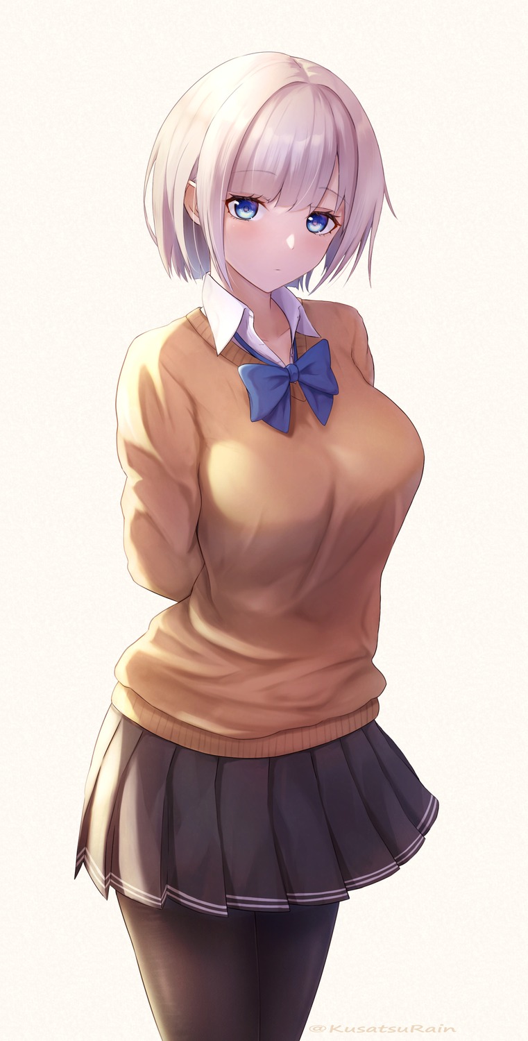 amano_kusatsu, pantyhose, seifuku, sweater