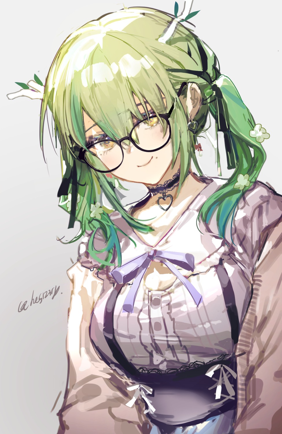 ceres_fauna, hololive, hololive_english, horns, megane, sketch, twice12314