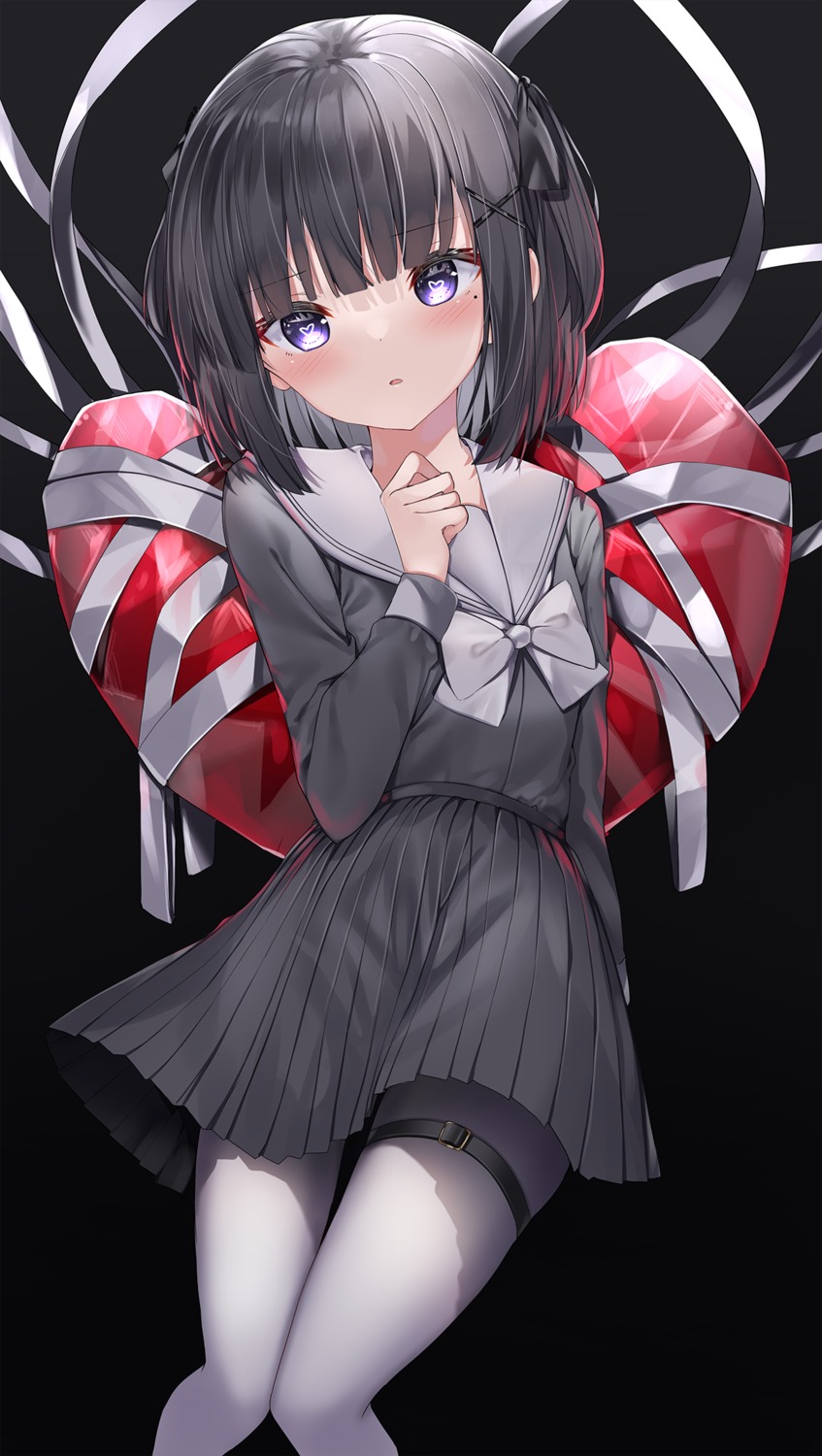 bandages, garter, neku_(neku_draw), pantyhose, seifuku, valentine